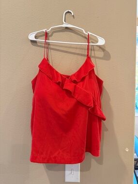 J. Crew Velvet Orange Ruffle Strap Cami